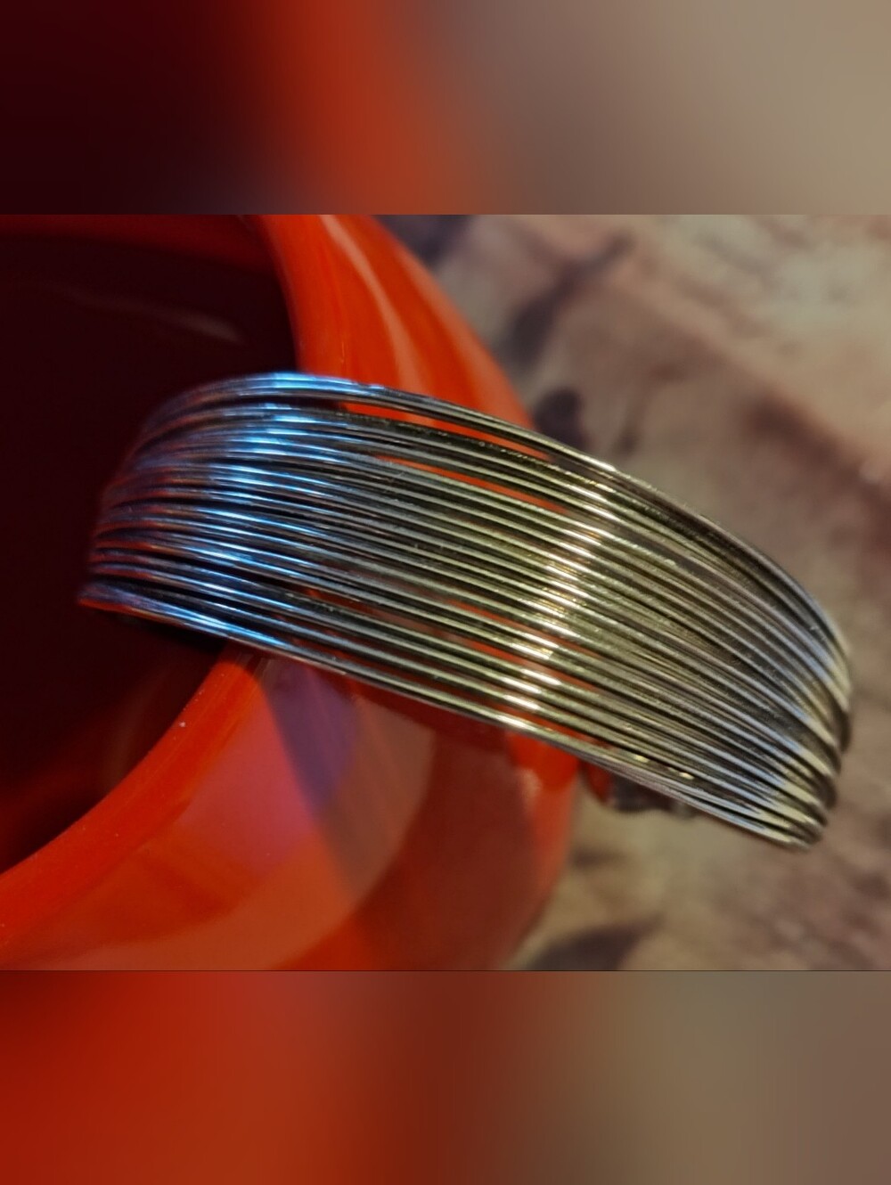 Multi-Strand Silver Tone Bangle Bracelet - Modern Stack